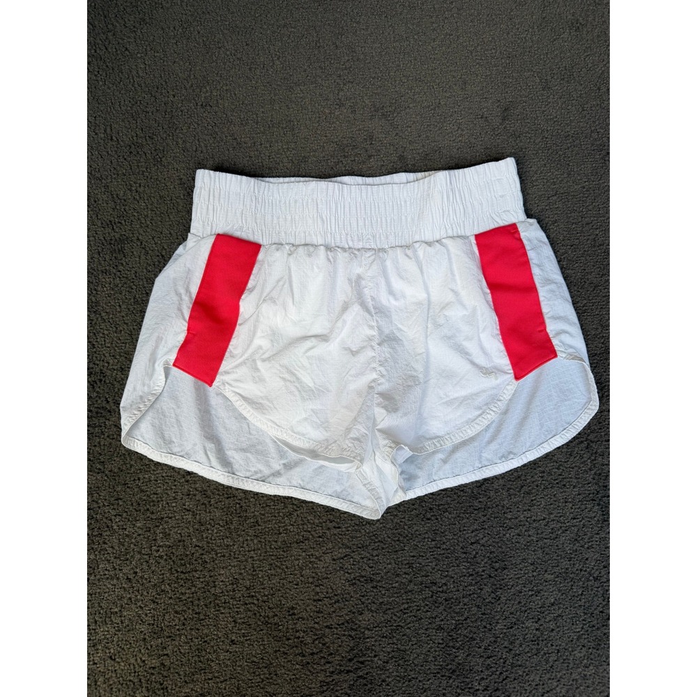 JoyLab Womens White Pink Smocked Waist Running Athletic Shorts Size Medium